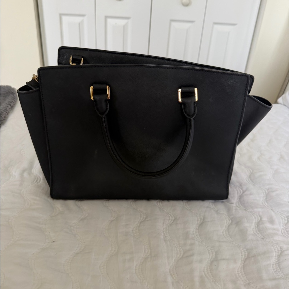 Michael Kors Black Saffiano Satchel with Gold Hardware - Picture 3 of 3